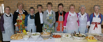 Ladies who prepared and served lunches.  L to R: Elizabeth McElroy, Yvonne Wright, Hazel Simpson, Sheila McCartney, Sheila McCormick, Kate Price, Alison Leckey, Loretta Fleming and Heather Kingan.